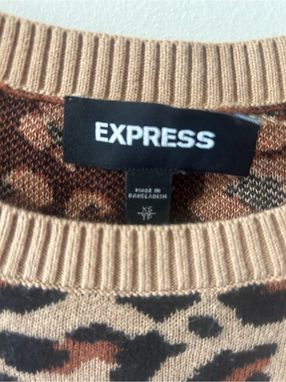 Express Leopard Print Pullover in Tan, Brown & Black